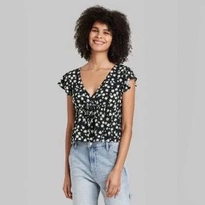 💕WILD FABLE💕 V-Neck Tie Front Fly Away Top